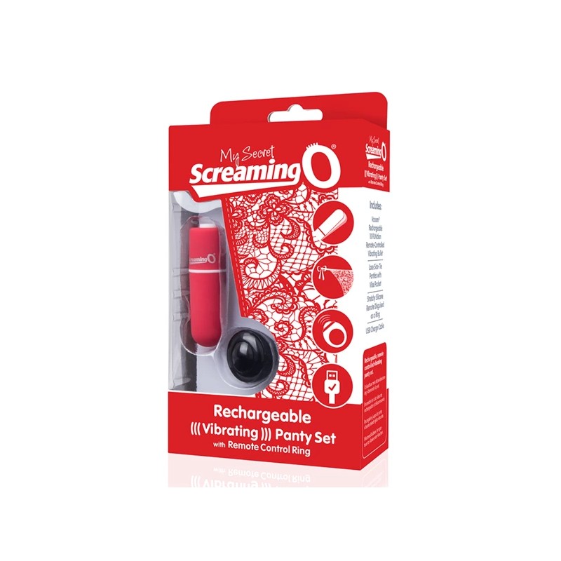 Wibrujące majteczki - The Screaming O Charged Remote Control Panty Vibe Red